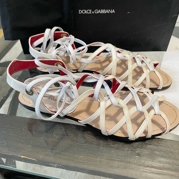 Vintage Dolce & Gabbanna Strappy Lace Up Gladiator Flat Sandals - Picture 6 of 7